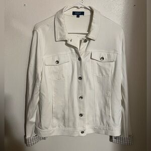 KELLY BY‎ CLINTON KELLY Classic Lightweight Jacket White Grey Women's Size Large